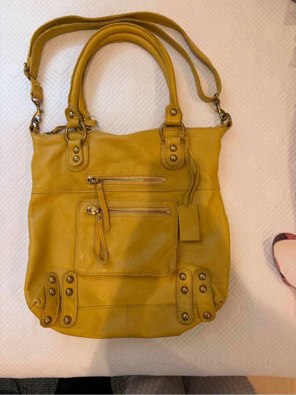 Linea Pelle Mustard Yellow Leather Shoulder Bag